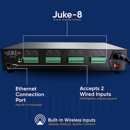 JUKE AUDIO Juke-8 Amplificador Multizona 40W 16 Canales WiFi Airplay