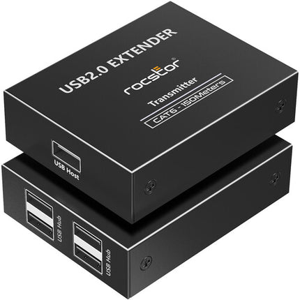 Rocstor TrueReach Kit Extensor USB 2.0 4 Puertos hasta 150 m con Adaptador 5 VDC