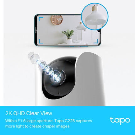 TP-Link Tapo C225 V2 Cámara de Seguridad Wi-Fi Interior 4MP 2560x1440 con Visión Nocturna y Panorámica 360°