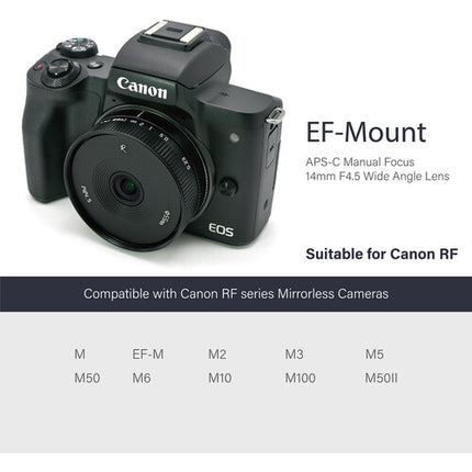 AstrHori 14mm f4.5 Objetivo Gran Angular para Canon EF-M APS-C