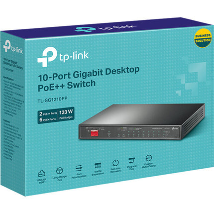 TP-Link TL-SG1210PP Switch de Red 10 Puertos Gigabit PoE+ 123W Silent