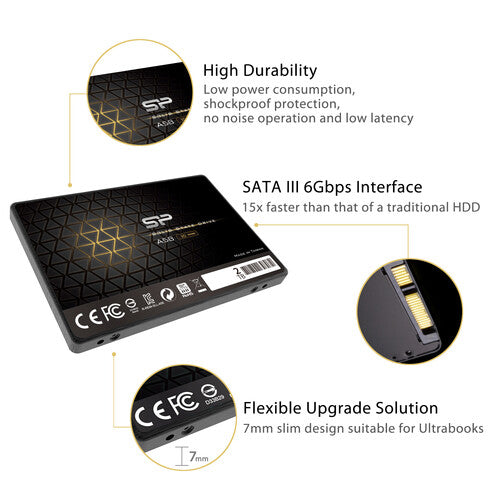 Silicon Power Ace A58 2TB SSD Interno SATA III 2.5" 7mm 500MB/s Lectura 450MB/s Escritura