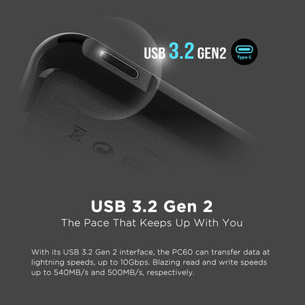 Silicon Power PC60 USB-C 3.2 Gen 2 SSD externa portátil 1TB 540 MB/s lectura 500 MB/s escritura