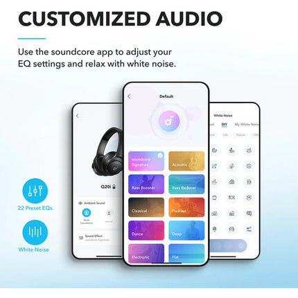 Soundcore by Anker Q20i Auriculares Inalámbricos Over-Ear Cancelación Activa 40 Horas Batería