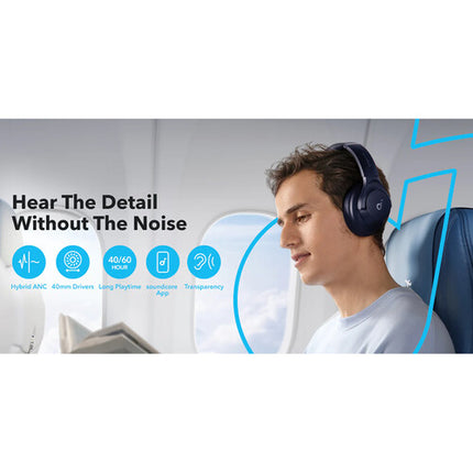 Soundcore by Anker Q20i Auriculares Inalámbricos Over-Ear Cancelación Activa 40 Horas Batería