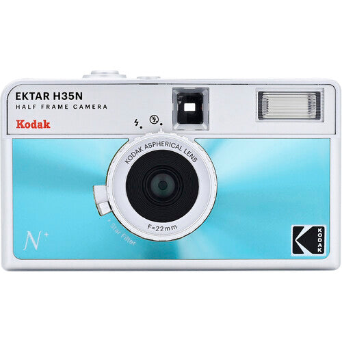 Kodak Ektar H35N Cámara de medio cuadro 35mm lente gran angular flash integrado azul glaseado