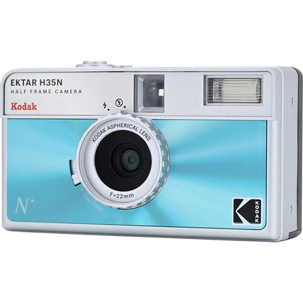 Kodak Ektar H35N Cámara de medio cuadro 35mm lente gran angular flash integrado azul glaseado