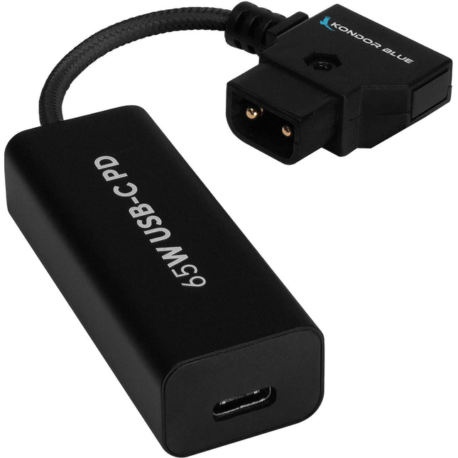 Kondor Blue Cable de alimentación 2 vías D-Tap a USB-C PD 6" Raven Black Nylon trenzado