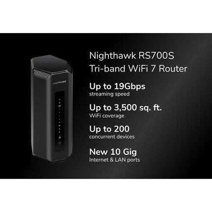 Netgear Nighthawk RS700S BE19000 Router Inalámbrico Tri Banda Wi-Fi 7 18.7 Gb/s