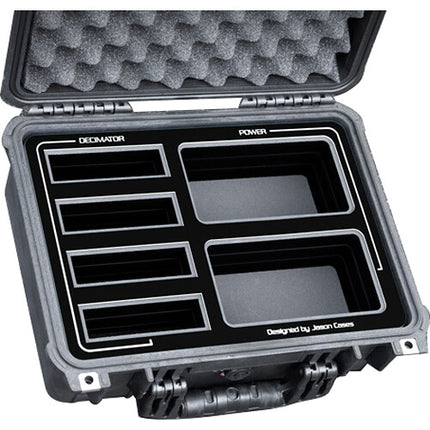 Jason Cases Estuche Sólido para Mini Convertidores Decimator Diseño Pelican 1450 con Espuma Cortada y Capacidad para 4 Unidades