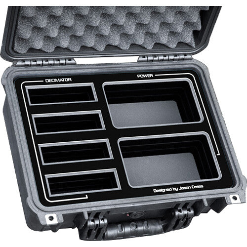 Jason Cases Estuche Sólido para Mini Convertidores Decimator Diseño Pelican 1450 con Espuma Cortada y Capacidad para 4 Unidades