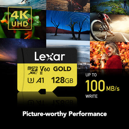 Lexar 128GB Professional GOLD microSDXC UHS-II 280MB/s tarjetas de memoria