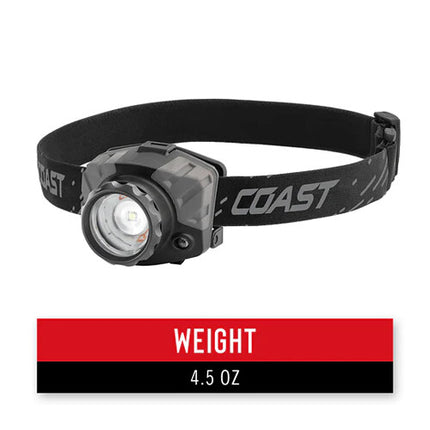 COAST FL88 Linterna Frontal LED Foco Ajustable 650 Lúmenes Baterías AAA