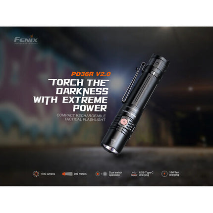Fenix PD36R V2 Linterna Recargable 1700 Lúmenes USB-C 5000mAh