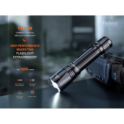 Fenix TK11R Linterna táctica recargable 1600 lúmenes resistente agua y golpes