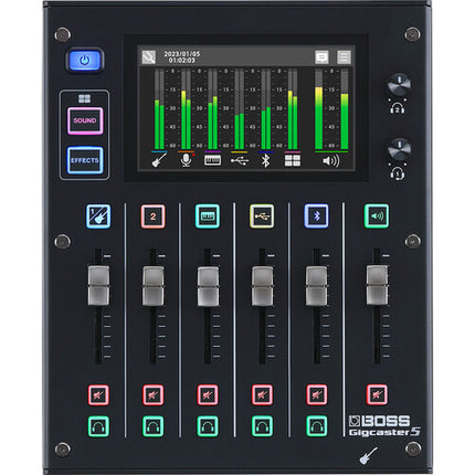 BOSS Gigcaster 5 mezclador de audio streaming 5 canales 48 kHz DSP 32 bits pantalla táctil