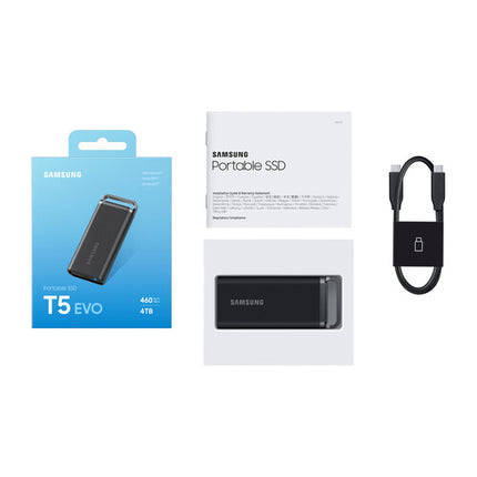 Samsung 4TB T5 EVO SSD portátil USB 3.2 Gen 1 460 MB/s AES 256-bit
