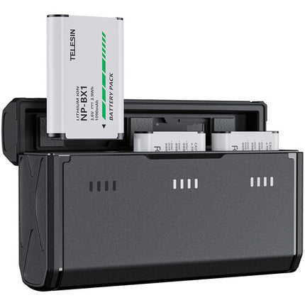 TELESIN NP-BX1 Estuche de Carga Portátil 3 Bahías Indicador de Carga
