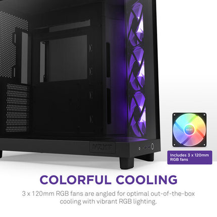 NZXT H6 Flow Caja Mid-Tower Negra con Panel de Cristal y 3 Ventiladores RGB