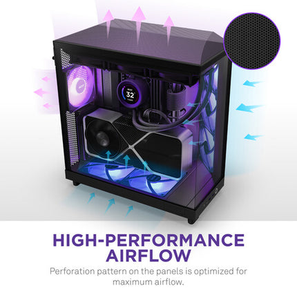 NZXT H6 Flow Caja Mid-Tower Negra con Panel de Cristal y 3 Ventiladores RGB