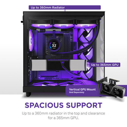 NZXT H6 Flow Caja Mid-Tower Negra con Panel de Cristal y 3 Ventiladores RGB
