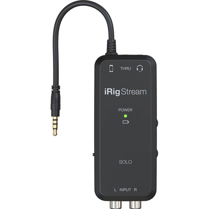 IK Multimedia iRig Stream Solo Interfaz de Audio 3 en 1 Ultracompacta para Smartphones y Tablets hasta 50 Horas con Baterías AA