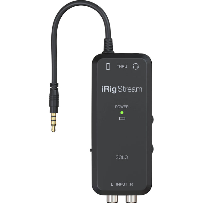 IK Multimedia iRig Stream Solo Interfaz de Audio 3 en 1 Ultracompacta para Smartphones y Tablets hasta 50 Horas con Baterías AA