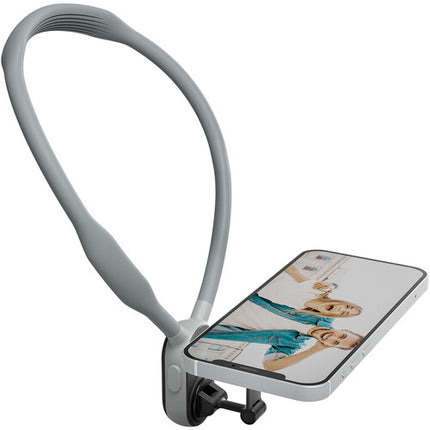 TELESIN Soporte Magnético de Cuello para Smartphone Gris con Correa Flexible y Adaptador Adhesivo