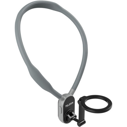 TELESIN Soporte Magnético de Cuello para Smartphone Gris con Correa Flexible y Adaptador Adhesivo