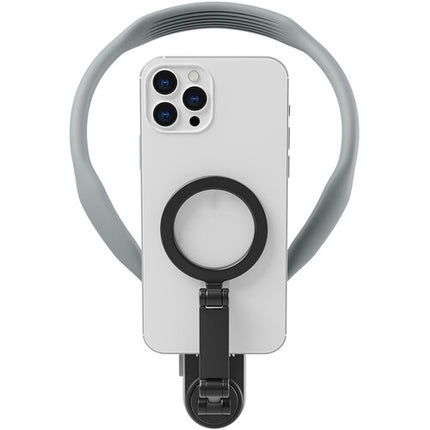 TELESIN Soporte Magnético de Cuello para Smartphone Gris con Correa Flexible y Adaptador Adhesivo