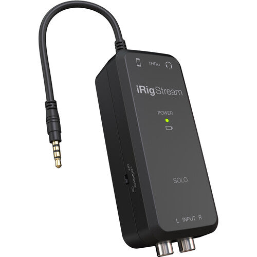 IK Multimedia iRig Stream Solo Interfaz de Audio 3 en 1 Ultracompacta para Smartphones y Tablets hasta 50 Horas con Baterías AA