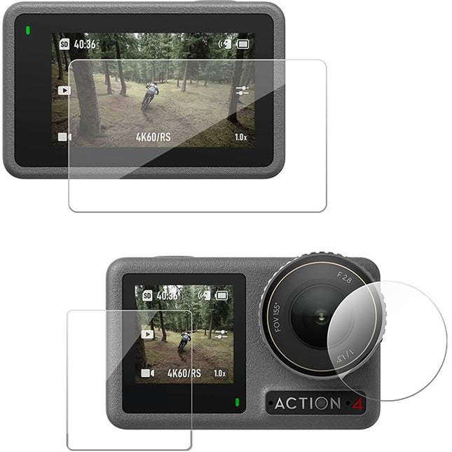 TELESIN Set de Protectores HD para Lentes y Pantallas DJI Osmo Action 3 y 4