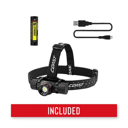 COAST XPH34R Linterna Frontal LED Recargable 2075 lúmenes IP54 con Kit Hardhat