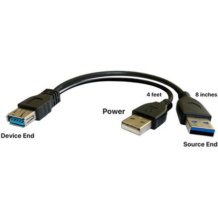 Cable adaptador y alimentador USB 3.0 con conectores USB-A compatible Windows y Mac