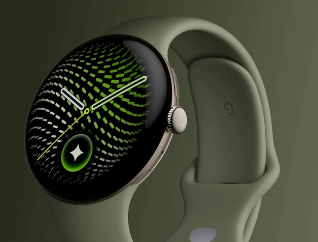 Google Pixel Watch 5 45mm Reloj Inteligente WiFi Caja Aluminio Satinado Pyrite Pulsera Verde