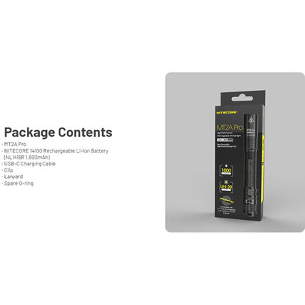 Nitecore MT2A Pro Linterna LED Recargable 1000 Lúmenes 20 Horas Runtime
