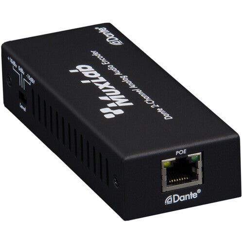 MuxLab Dante Codificador de Audio Analógico 2 Canales 96 kHz PoE