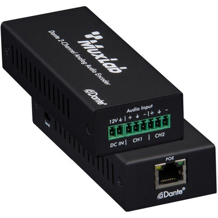 MuxLab Dante Codificador de Audio Analógico 2 Canales 96 kHz PoE