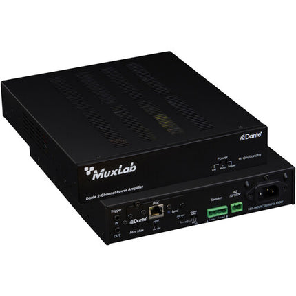 MuxLab Dante Amplificador de Potencia 2 Canales 240W 4 y 8 Ohmios con Filtro Paso Alto y Montaje en Pared