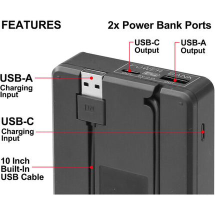 Vidpro VDL-21 Cargador Dual LCD con Power Bank para Canon NB-2L y más
