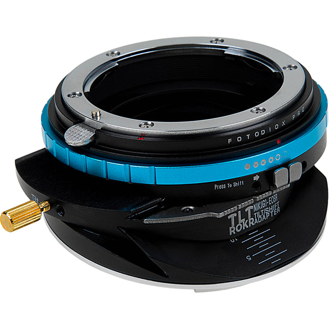 FotodioX Pro TLT ROKR Adaptador Tilt-Shift para Nikon F a Canon RF con 10mm Shift y 10° Tilt