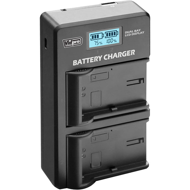 Vidpro VDL-23 Cargador Doble 4.2V LCD USB-C Entrada 10" Cable Integrado