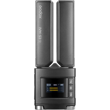 Godox IVM-S3 Micrófono Dual Cardioide Ajustable para Cámara con Grabación y Batería Integrada de 15 Horas