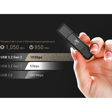 Silicon Power 1TB DS72 Unidad SSD portátil 1050 MB/s USB-C USB-A