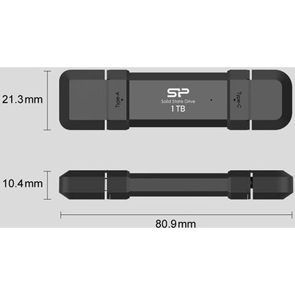 Silicon Power 1TB DS72 Unidad SSD portátil 1050 MB/s USB-C USB-A
