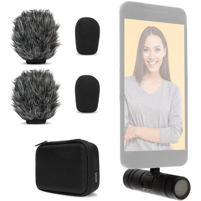 Movo Photo DoubleMic-UC Micrófono Shotgun Cardioide Doble Lado para USB-C con Control de Audio Ajustable