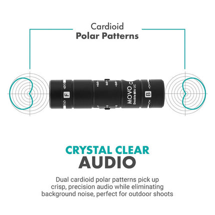 Movo Photo DoubleMic-UC Micrófono Shotgun Cardioide Doble Lado para USB-C con Control de Audio Ajustable