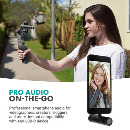 Movo Photo DoubleMic-UC Micrófono Shotgun Cardioide Doble Lado para USB-C con Control de Audio Ajustable