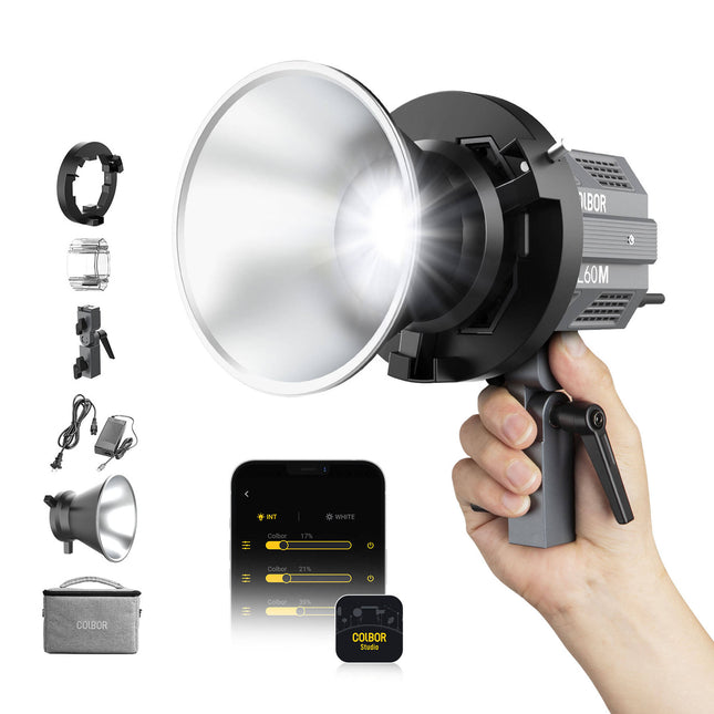 COLBOR CL60M Luz LED monolight 5600K 22,540 Lux con Reflector y Bolsa de transporte