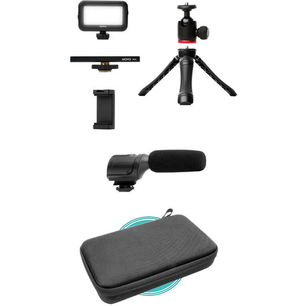 Movo Photo uVlogger Kit de Vlogging para USB-C con Micrófono Shotgun Luz LED y Trípode Ajustable
